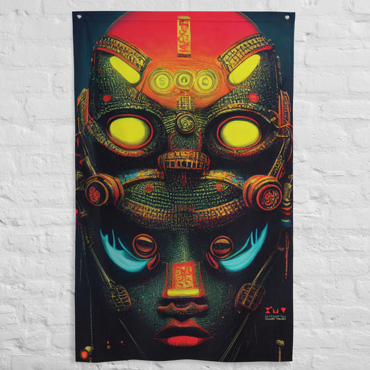 Afro Futurism Red Warrior Mask - Wall Hanging