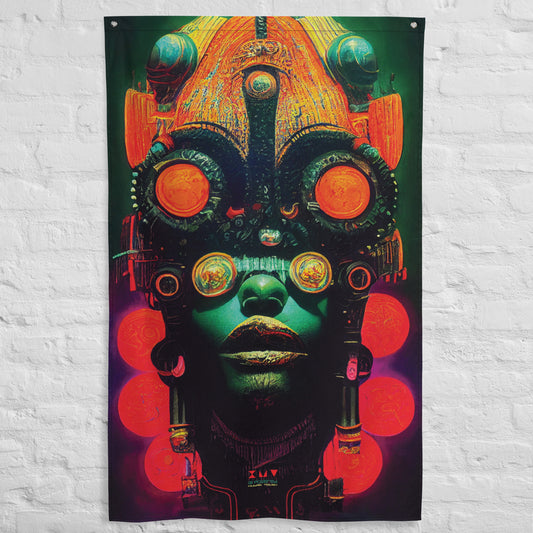 Afro Futurism Red Explorer Mask - Wall Hanging