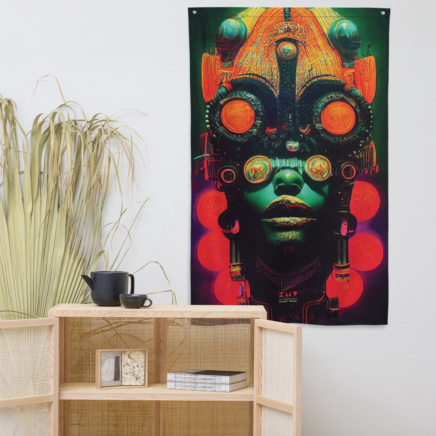 Afro Futurism Red Explorer Mask - Wall Hanging