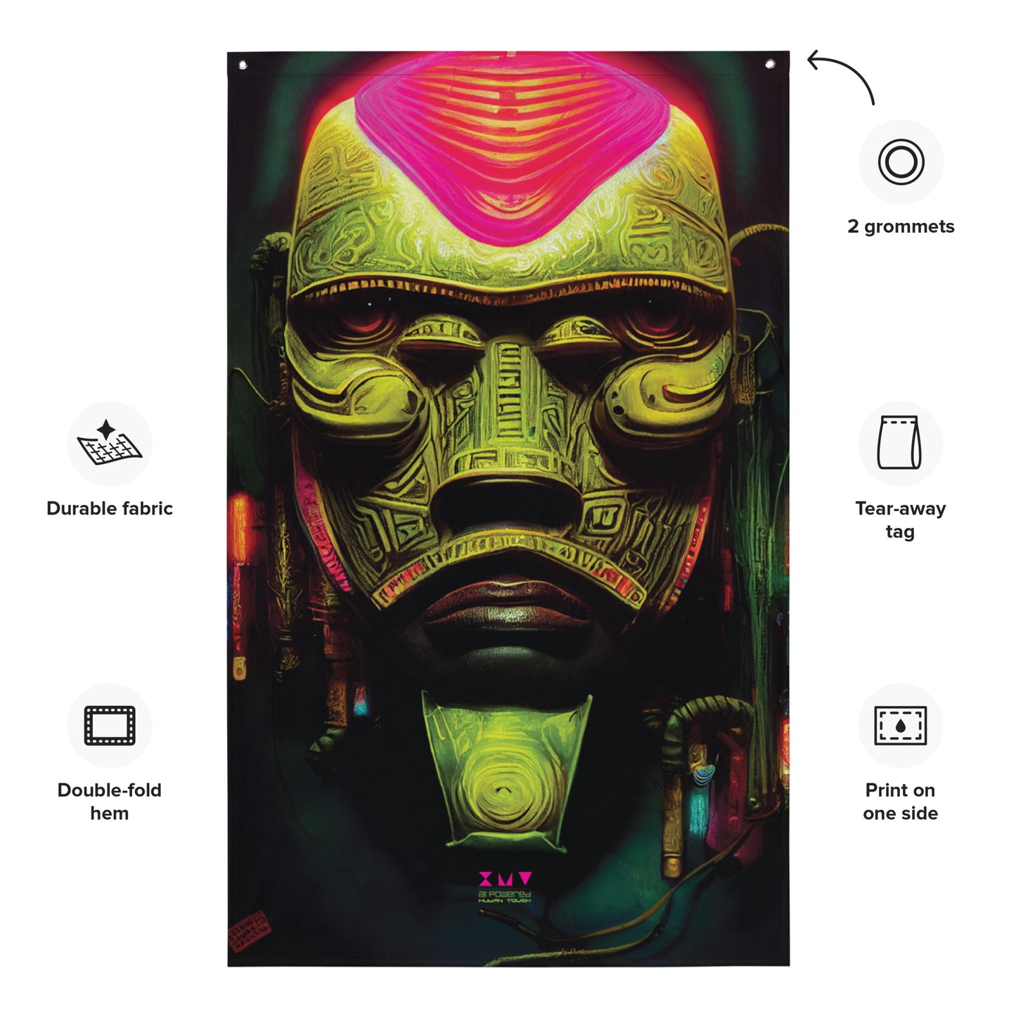 Afro Futurism Cybergold Warrior Mask - Wall Hanging