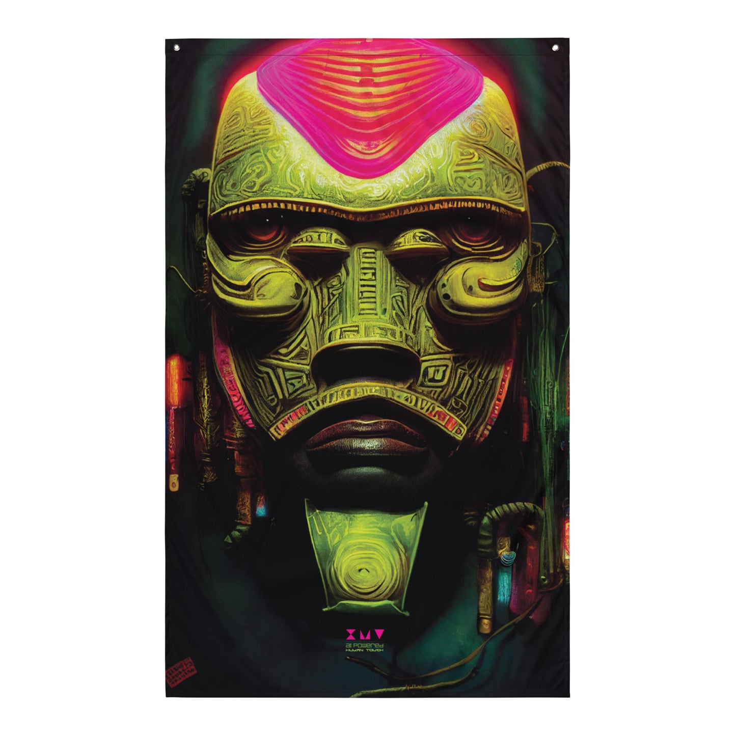 Afro Futurism Cybergold Warrior Mask - Wall Hanging